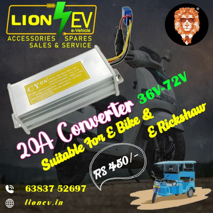 20A Converter 36v-72v suitable for e-bike and e-rickshaw..