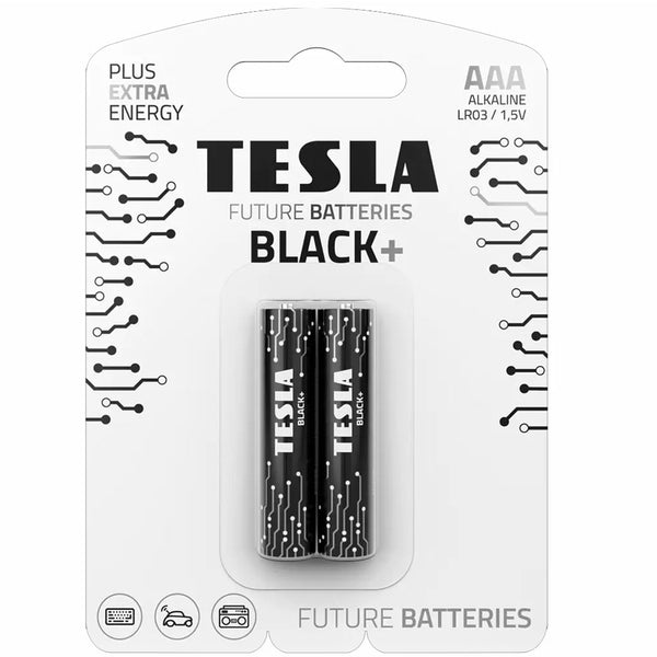 Tesla Batteries Black+ AAA Maximum Power Alkaline Batteries, LR03